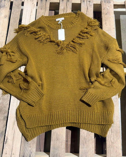 "KC" NEW Brass Mustard Tassel Sweater:SM