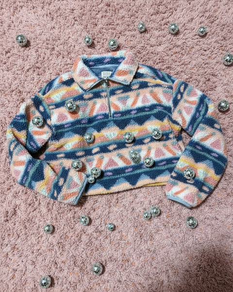 "KC" Billabong Peach & Blue Crop Sherpa: Medium