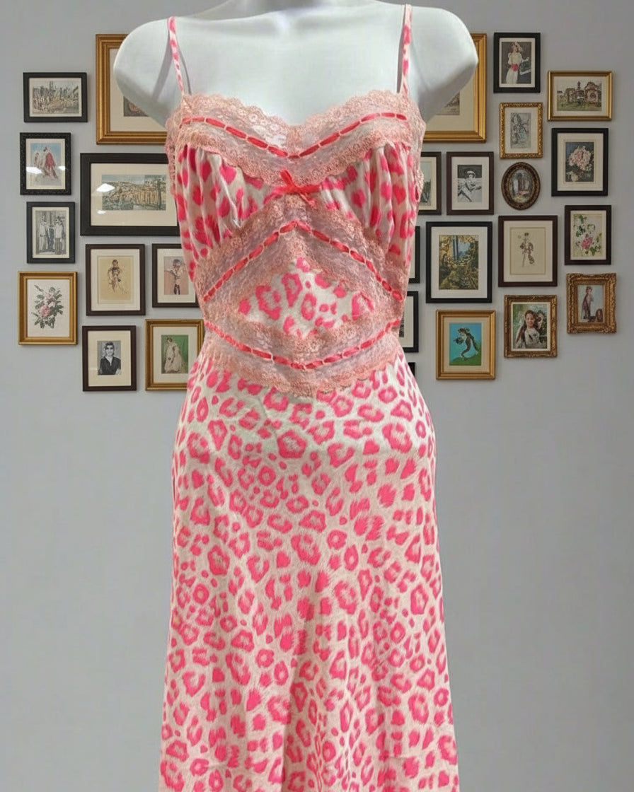 "KC" Betsey Johnson Hot Pink Leopard Lined Dress: XSmall
