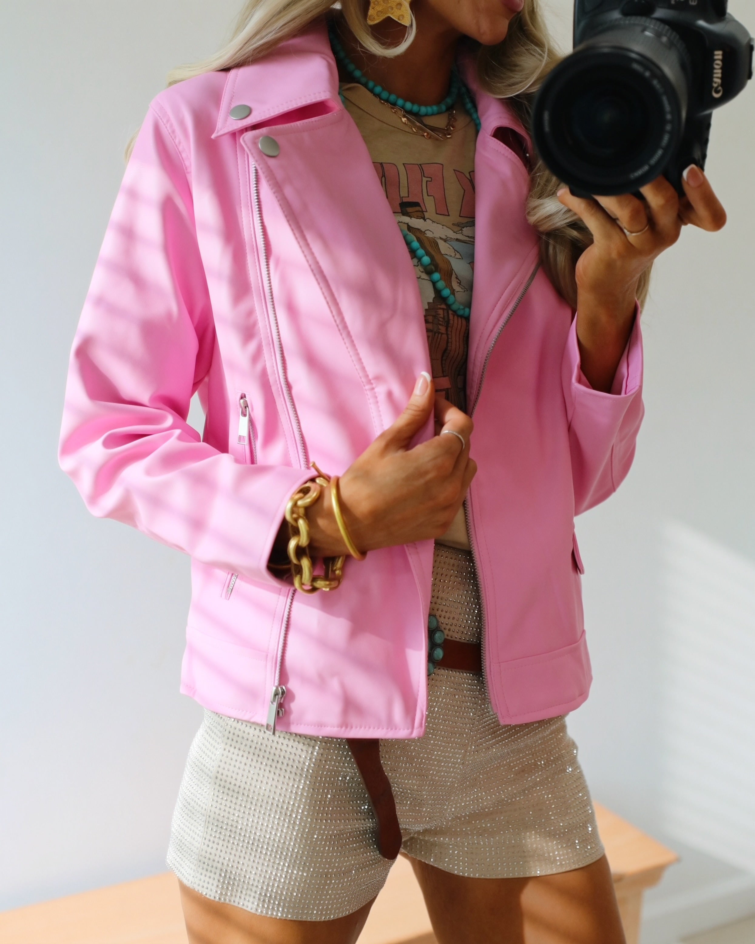 Barbie Pink Vegan Leather Jacket