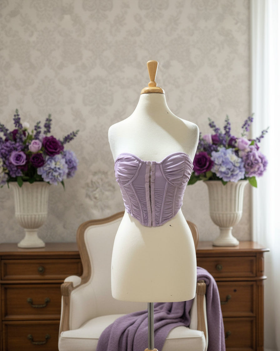 "KC" Lavender "Wildflower" Corset Top: Small