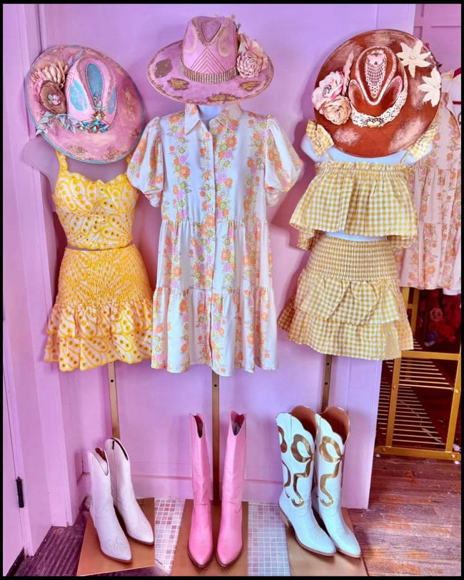 Mable Mustard Gingham Crop & Skirt Set