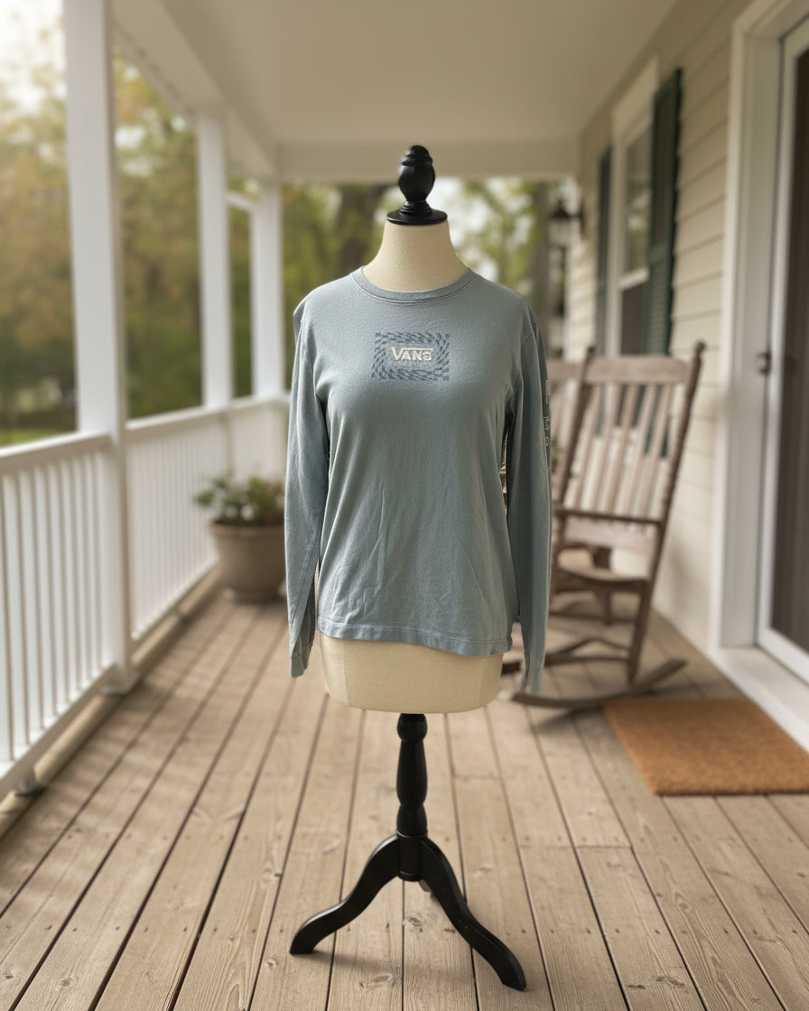 "KC" Light Blue Vans Long Sleeve Tee: Med