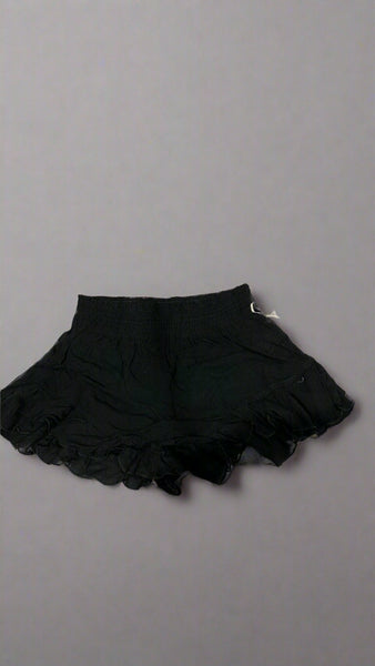 "KC" Black Gauze Ruffle Shorts