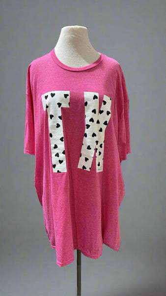 "KC" Pink "TX" Graphic Tee: 3X