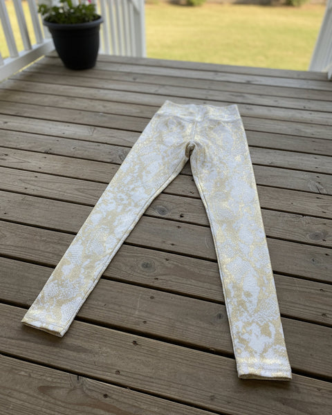 "KC" Astoria Gold & White Snake Leggings