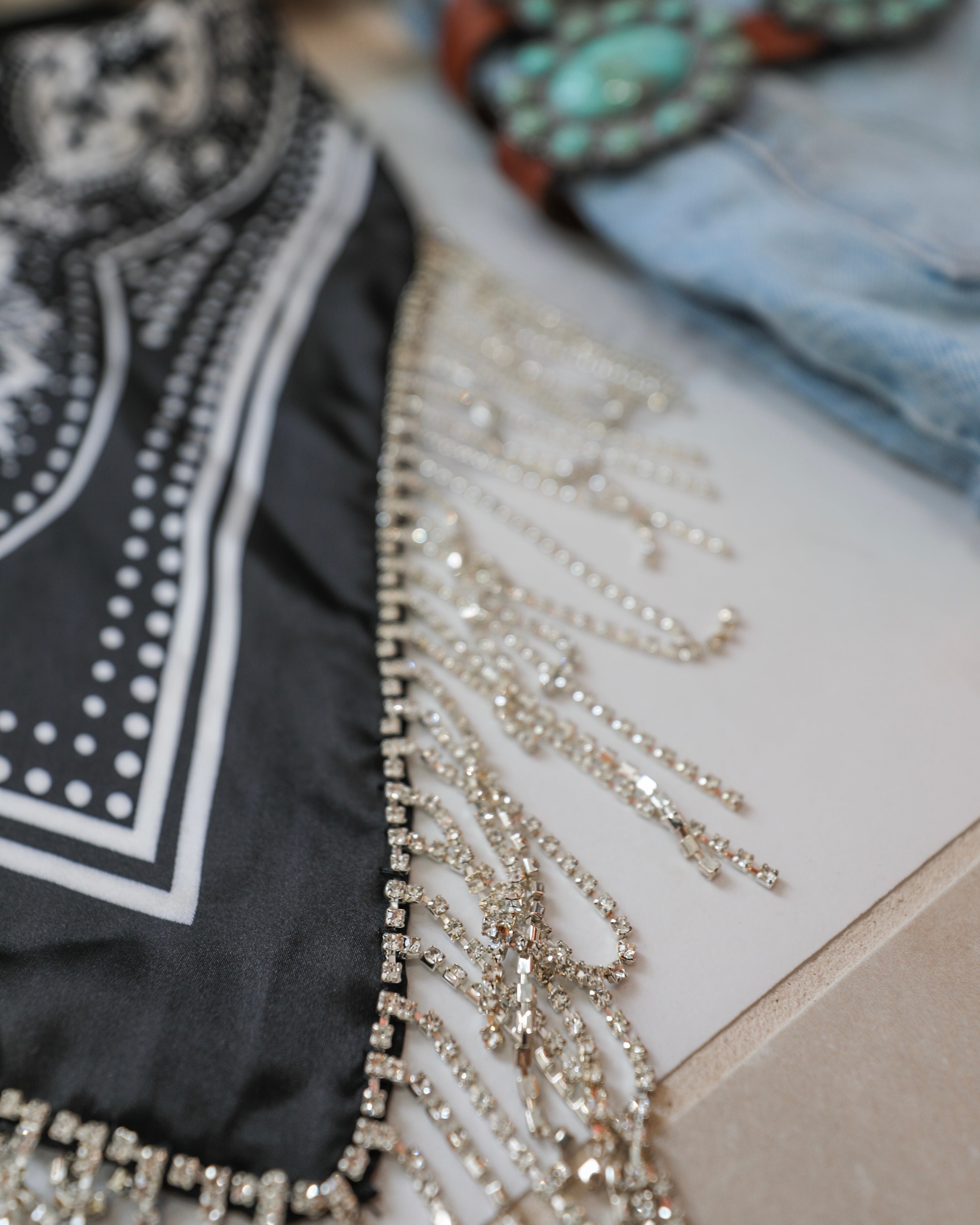 Paisley Black Fringe Bandana Top