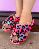 Rainbow Leopard Criss Cross Slippers