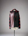 Buffalo Plaid Sleeves With Pink & Black Colorblock Hoodie