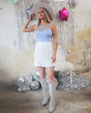 Stella White & Silver Fringe Mini Skirt - The Lace Cactus
