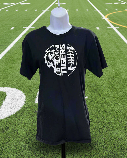 "KC" Black & White "TIGERS Football' Graphic Tee: Small