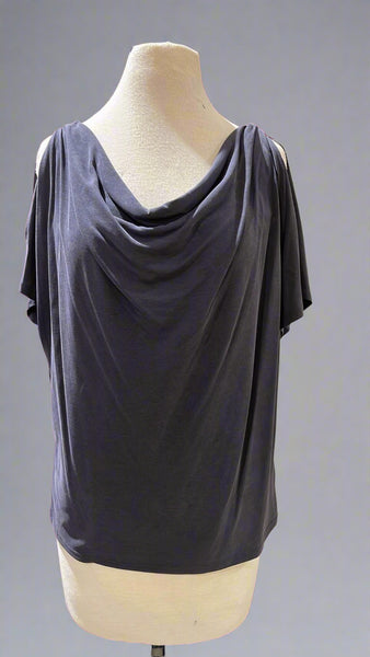 "KC" Anthropologie Navy Draped Neck Top:  Small