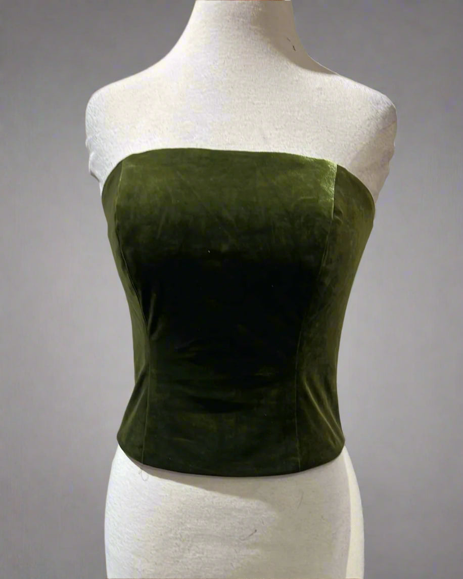 "KC" Olive 2 Piece Shiny Velvet Maxi Dress: Small