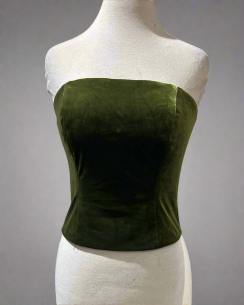 "KC" Olive 2 Piece Shiny Velvet Maxi Dress: Small