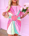 Pastel Color Block Heart Sequin Tunic Dress - The Lace Cactus