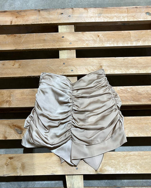 "KC" Mustard Seed Champagne Tie Front Ruched Skorts: Small