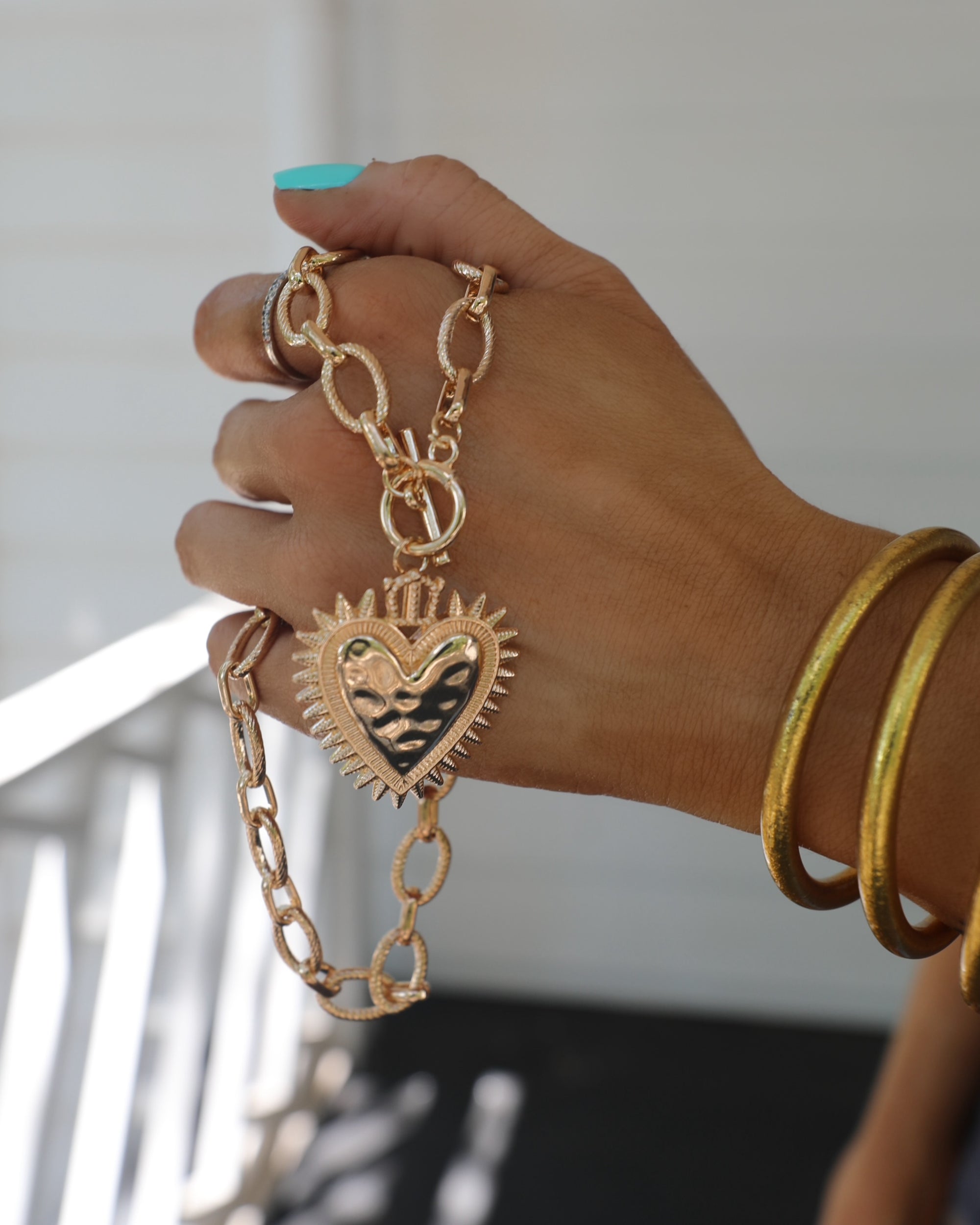 Blazing Heart Gold Chain Necklace