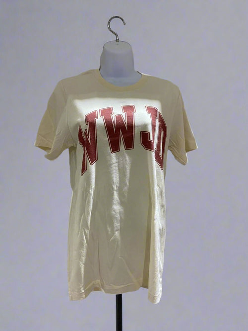 "KC" Ivory " WWJD" Graphic Tee: Small