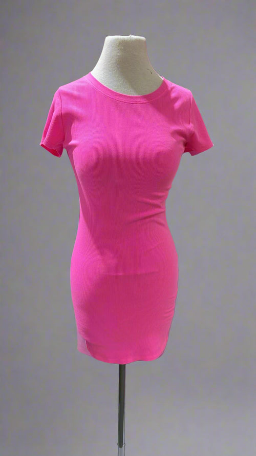 "KC" Victoria Secret Pink Ribbed Cap Sleeve Dress: Medium