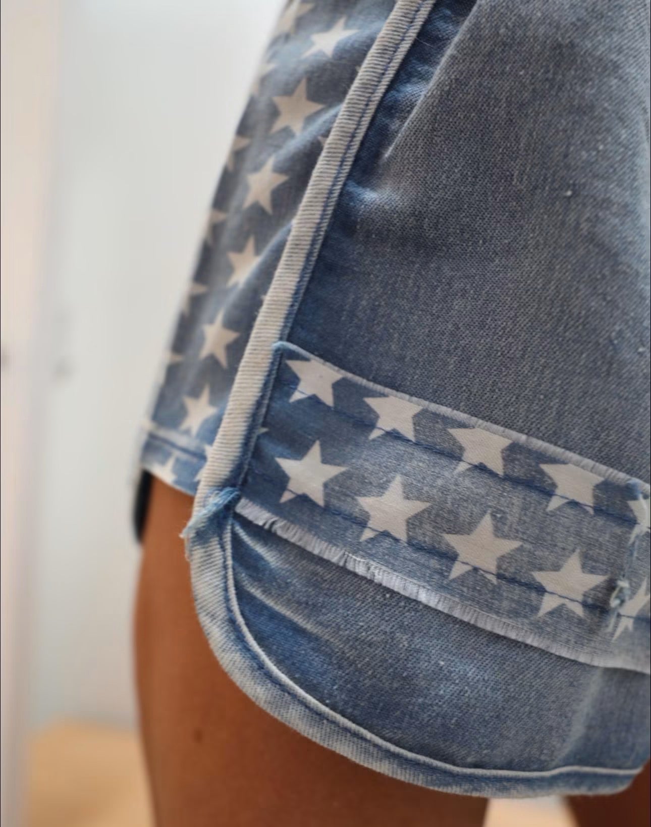 Washed Denim Star Short w/ Draw String