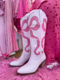 Glenda Bow Boots In Pink