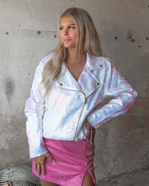 Willa White Sequin Jacket - The Lace Cactus