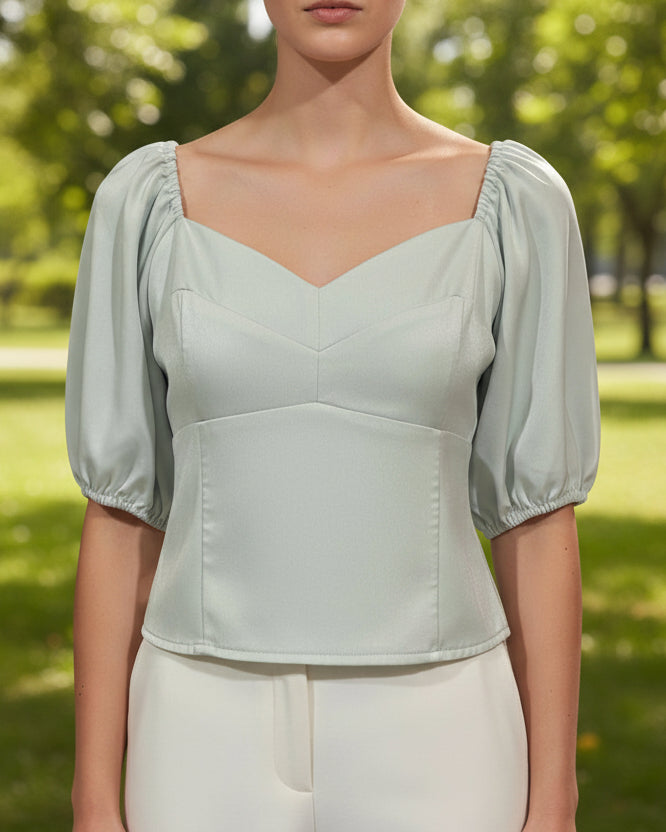"KC" Ambercrombie Pale Blue  Crop Top: Small