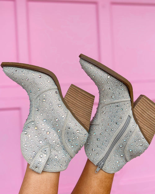 Austin Silver Rhinestone Booties - The Lace Cactus