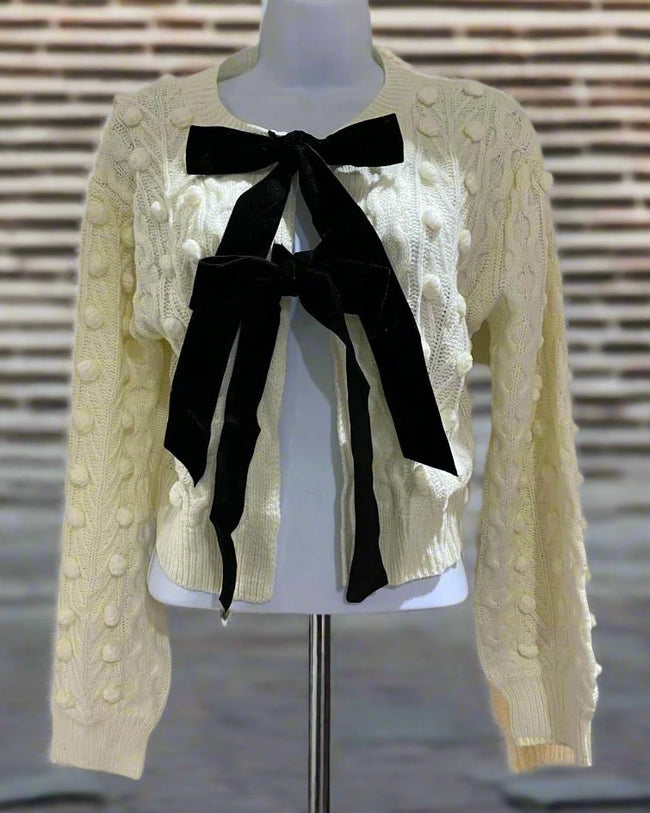 Bow Tie Closure Knit Cardigan