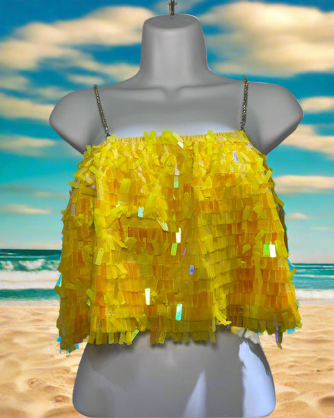 Yellow Rectangle Sequin Tank
