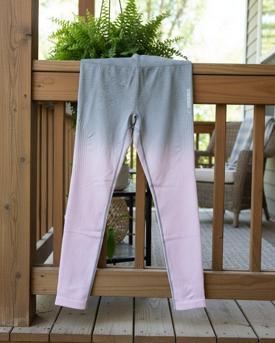 "KC" Pink & Gray Gymshark Leggings: Medium