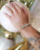 Dalmatian Jasper Gold Bangle Bracelet - The Lace Cactus