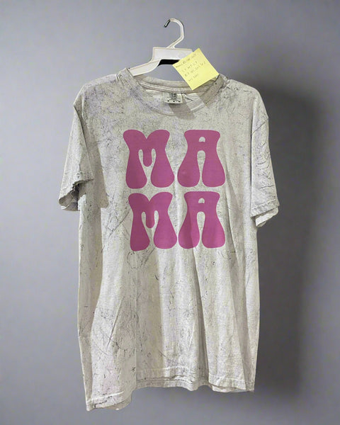 Gray Oversized "MAMA" Neon Retro Graphic Tee