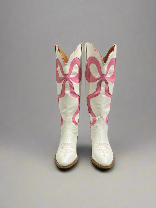 Glenda Bow Boots In Pink