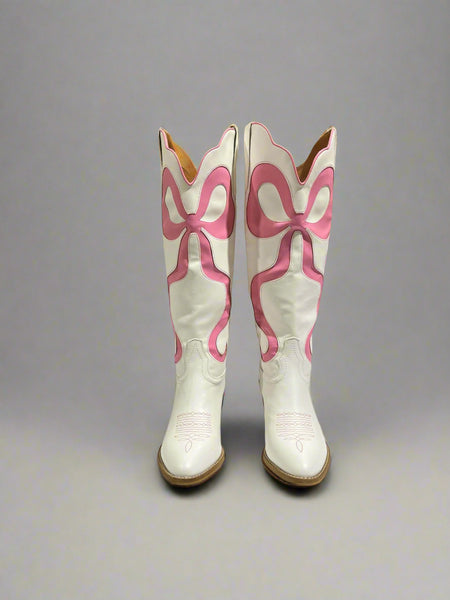 Glenda Bow Boots In Pink