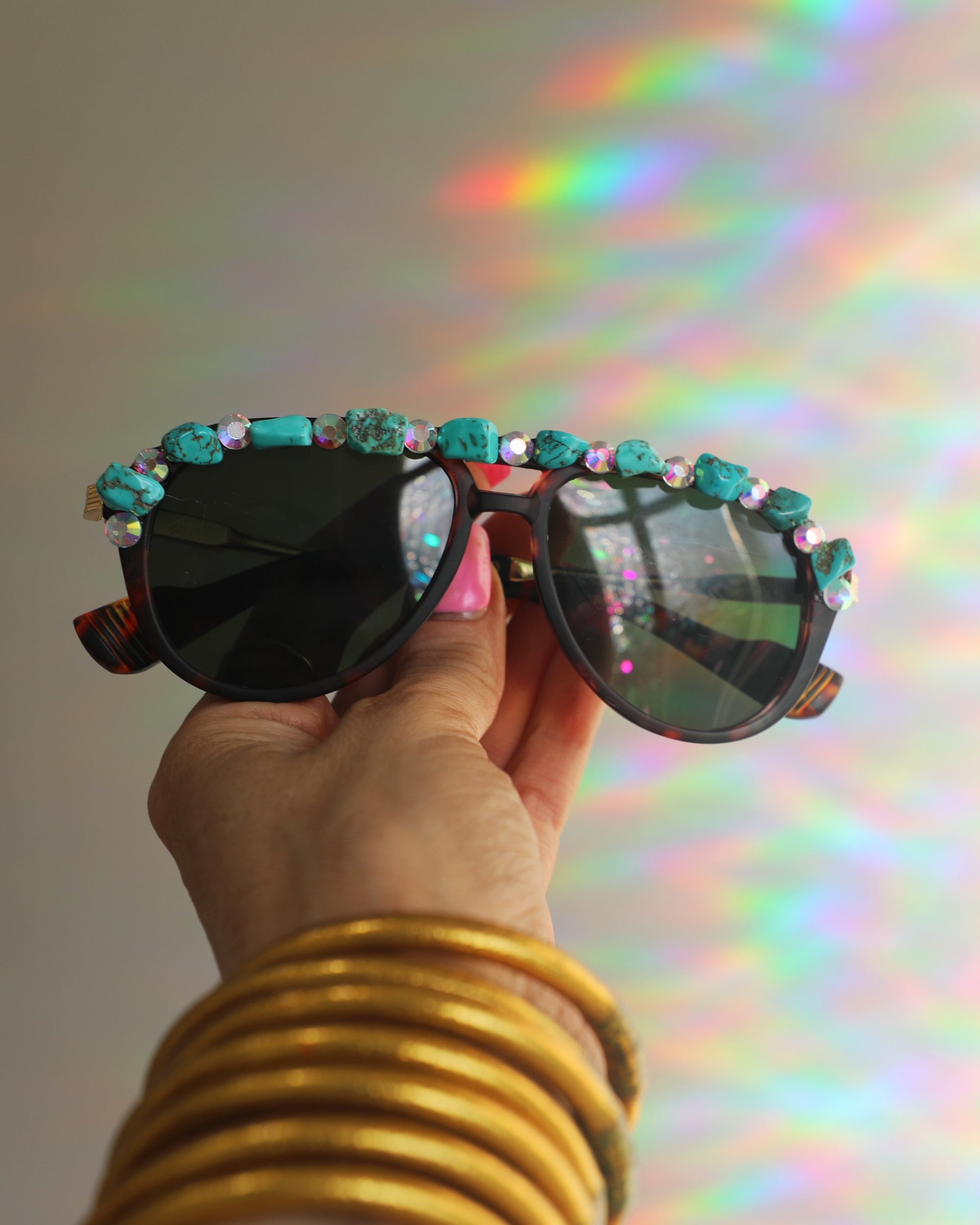 Briley Turquoise & Rhinestone Sunglasses