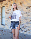 White Snowflake & Leopard Xmas Tree Graphic Tee - The Lace Cactus