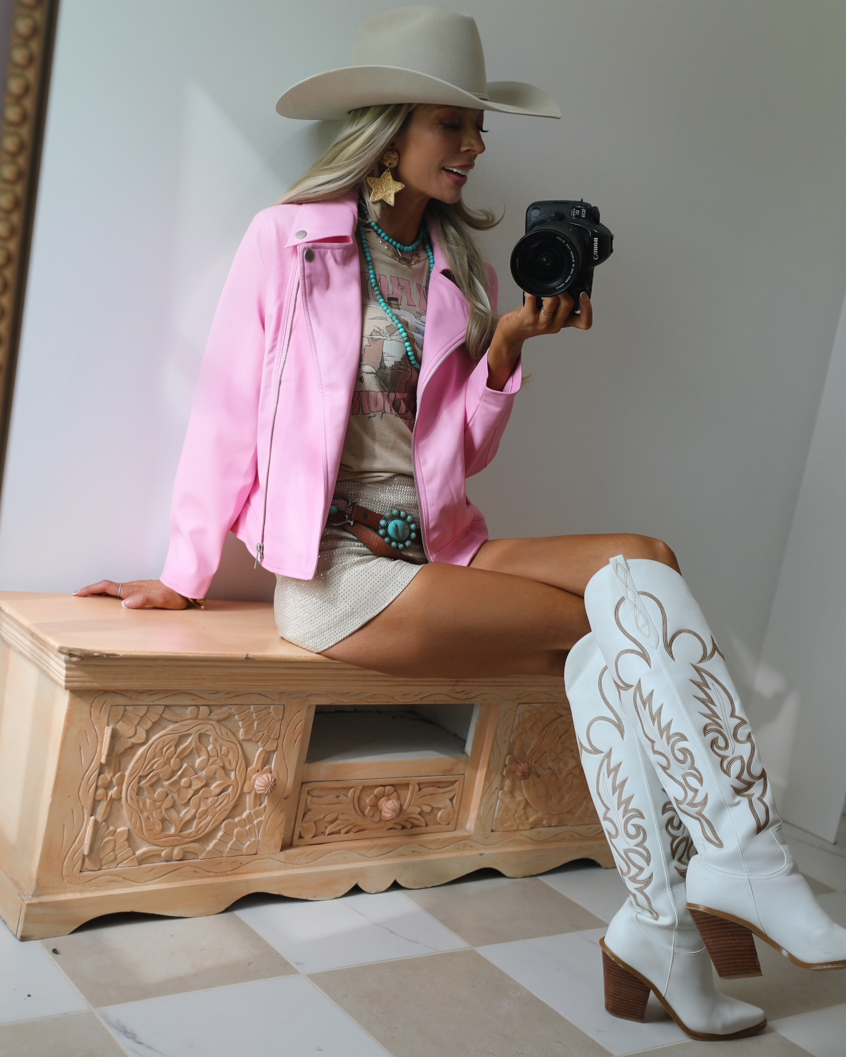 Barbie Pink Vegan Leather Jacket