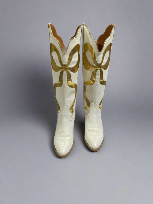 Glenda Bow Boots In Gold