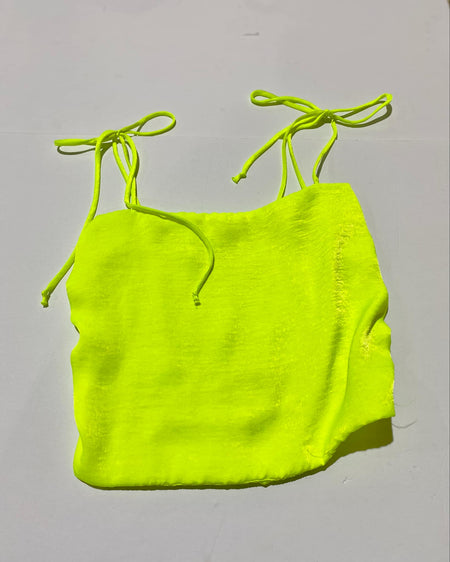 "KC" Neon Coral Peep Front Halter Top (AMOLI) Size: S