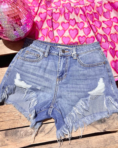 "KC" Kinder High Rise Denim Shorts: Small