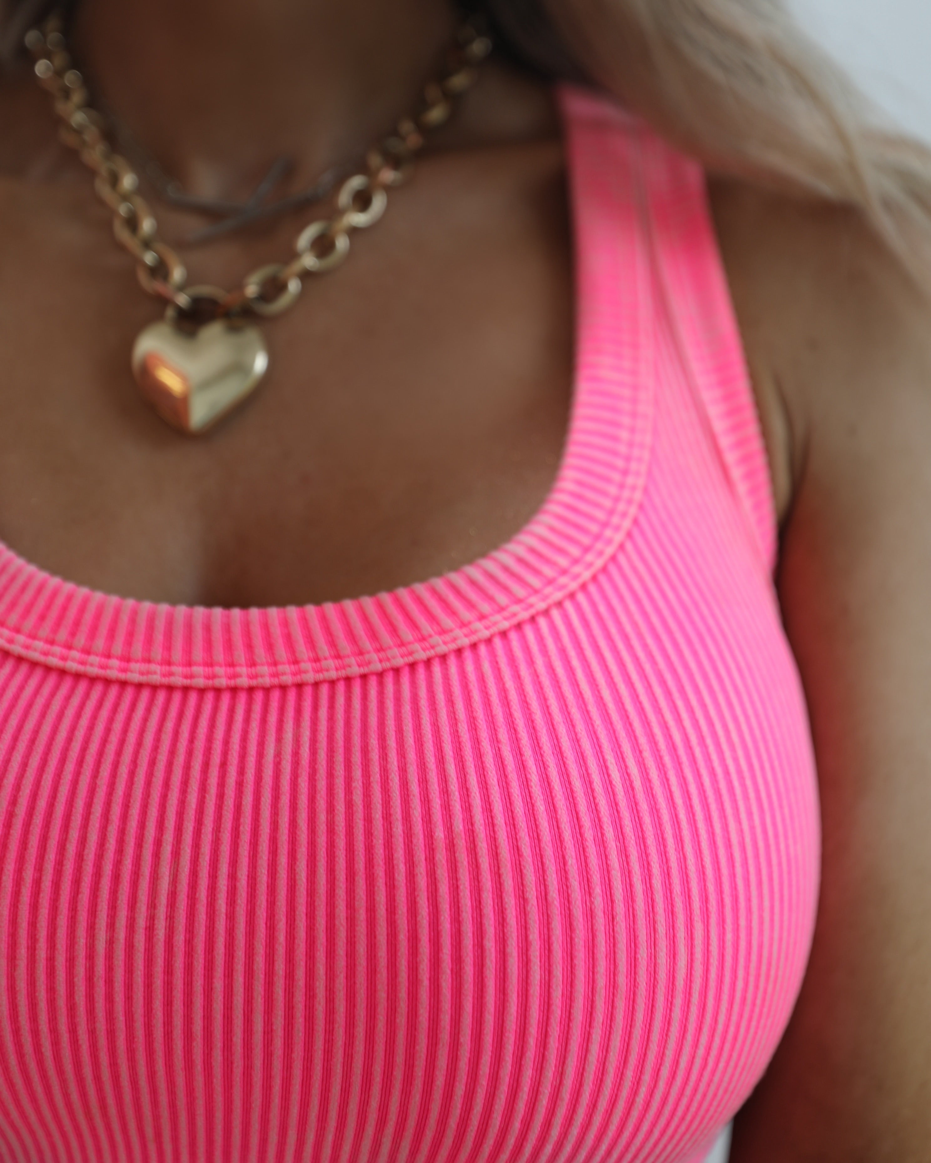Neon Pink Ribbed Tank