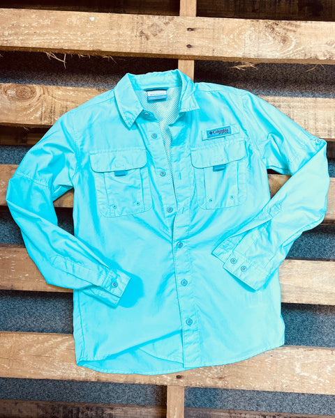 Columbia PFG Youth Aqua Long Sleeve Top Size:YM - The Lace Cactus