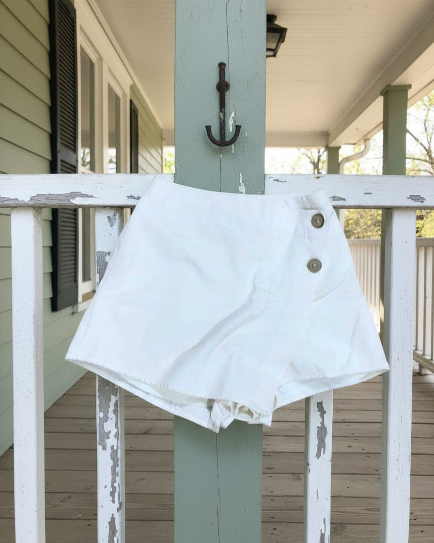 "KC" Cream Skort With Buttons: Small