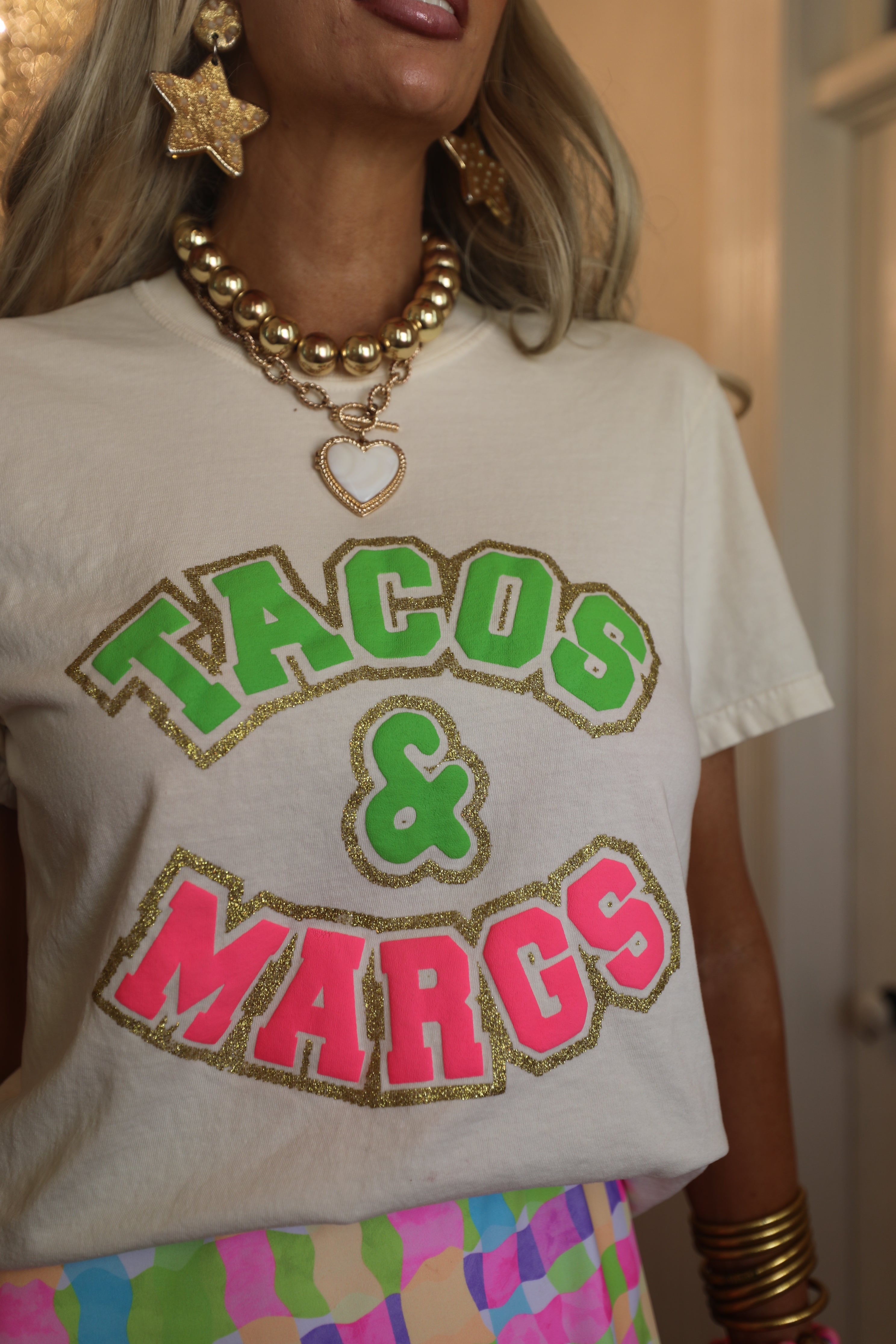Cream "TACOS & MARGS"  Tee