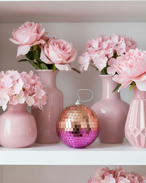 "KC" Small Rose Gold & Pink Disco Ball