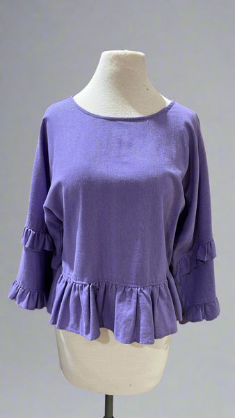 "KC" Purple Peplum Top: Small