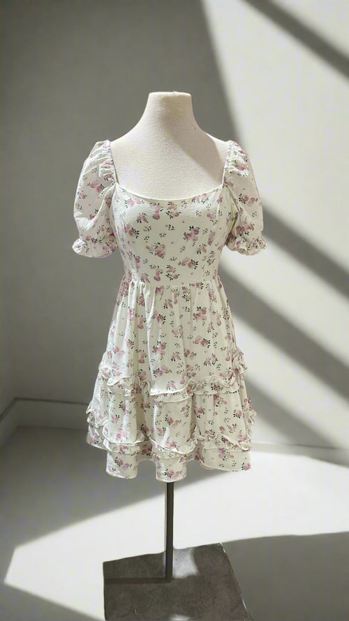 "KC" Altar'd State Ivory/Pink Rose Dress: Small