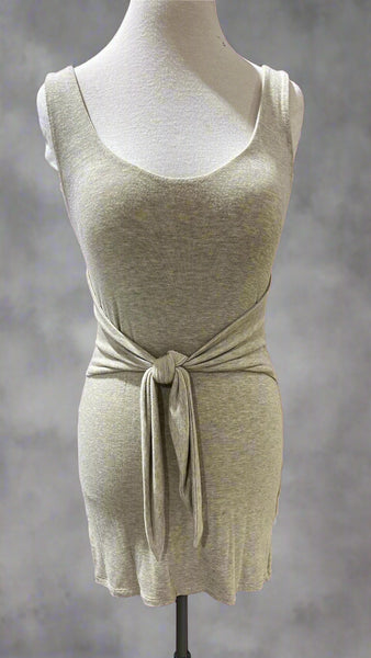 "KC" Heathered Beige Tie Front Tank Dress: Medium