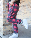 Red Plaid & Striped Joggers - The Lace Cactus